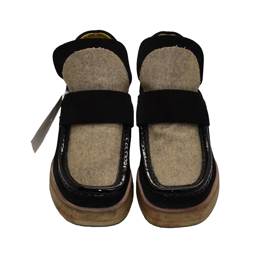 B5 Auth ACNE STUDIOS Black Suede Camel Tongue Patent Trim Kingston Boots Size 39 - Picture 4 of 9